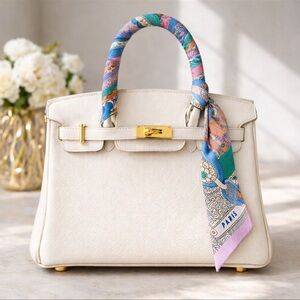PARIS EQUESTRIAN SKINNY SCARF BAG HANDLE WRAP BANDEAU PURSE RIBBON TIE PASTEL